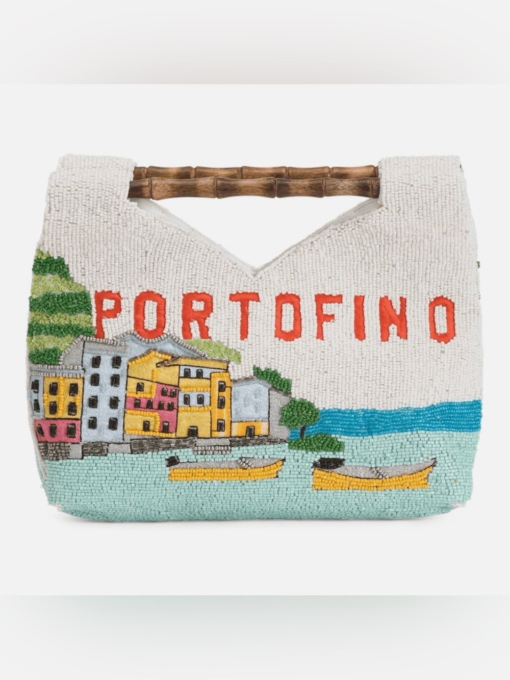 Beaded 'Portofino' Handbag with Bamboo Handle